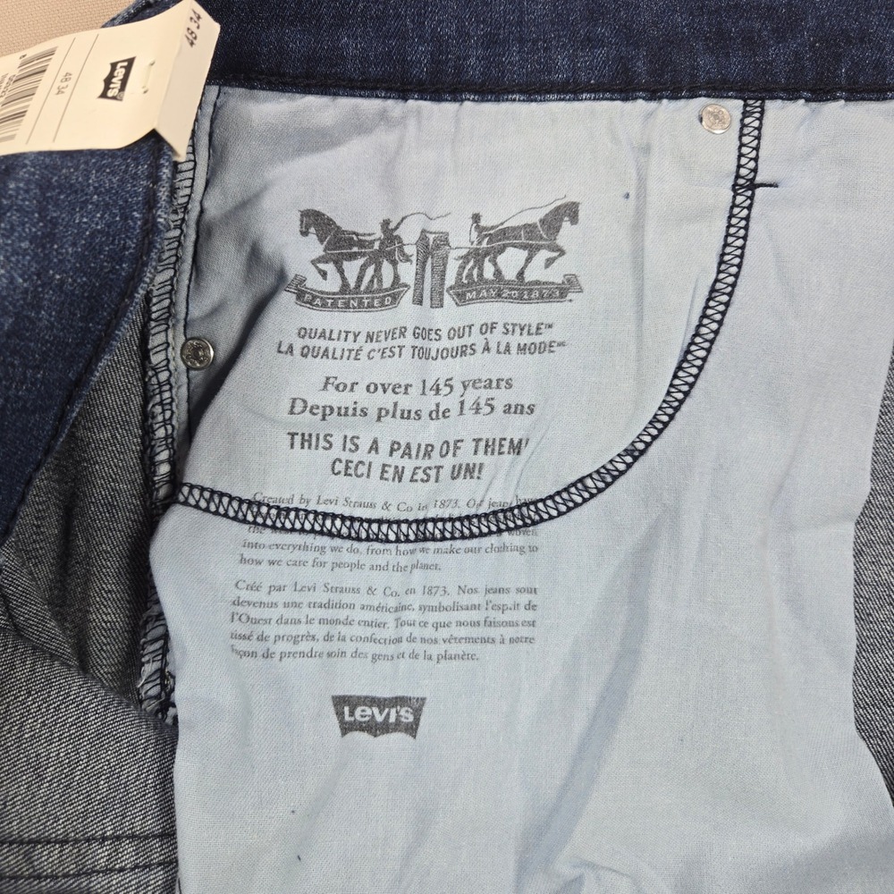 Levi's Jeans 502 Taper Flex Stretch Medium Wash Blue Mens 48x34 - Picture 8 of 16
